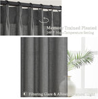 Dark Grey Pleat Semi Sheer Curtains 96 Inches Long - Image 4