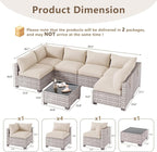 LOUVIXA 7 Piece Outdoor Patio Furniture Set, Outdoor Sectional Sofa, Wicker - Image 2