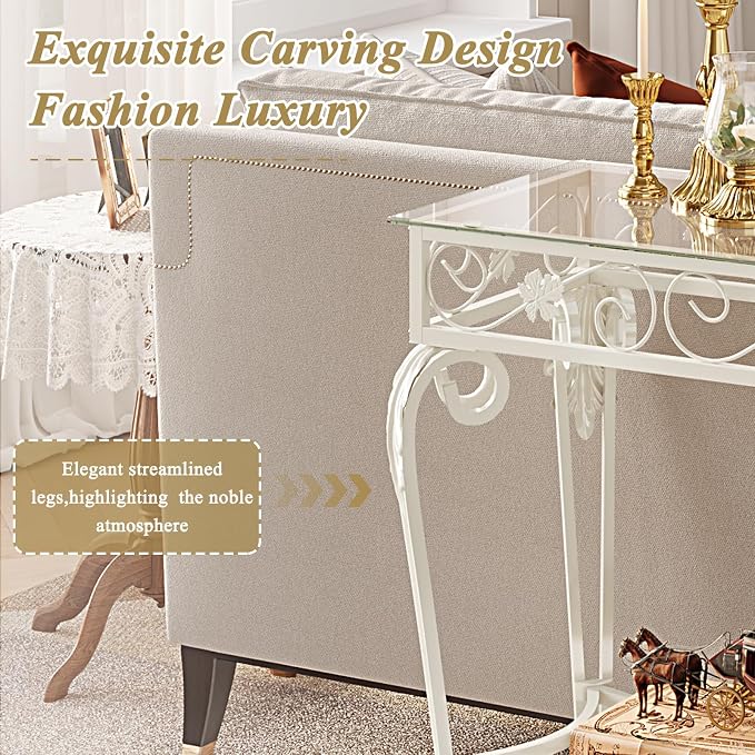 HavenlyYouth Console Table 47.2", Tempered Glass Sofa Table - Image 7