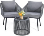 Kromax 3 Pieces Patio Rattan Bistro Conversation Set, Outdoor All-Weather by KROMAX