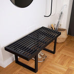 Bamboo Nelson Slat Wooden Bench, Small Wood Benches - Image 2