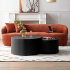 55.12'' Black Round Nesting Coffee Table Set of 2, Modern Side End Table - Image 7