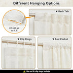 MYSKY HOME Linen Curtains for Sliding Glass Door, Back Tab Semi Sheer Curtain - Image 3