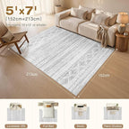 cotiled Boho 5x7 Area Rugs for Living Room: Soft Moroccan Washable Rug | Solve - Image 8