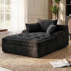 Boneless Chaise Lounge Couch Indoor, Oversized Corduroy Upholstered Sofa Bed - Image 8