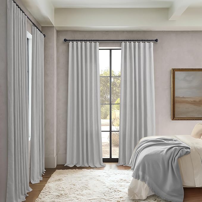 Grey Curtains 38 Inch Wide for Bedroom 2 Panels Rod Pocket Back Tab Loops Semi - Image 8