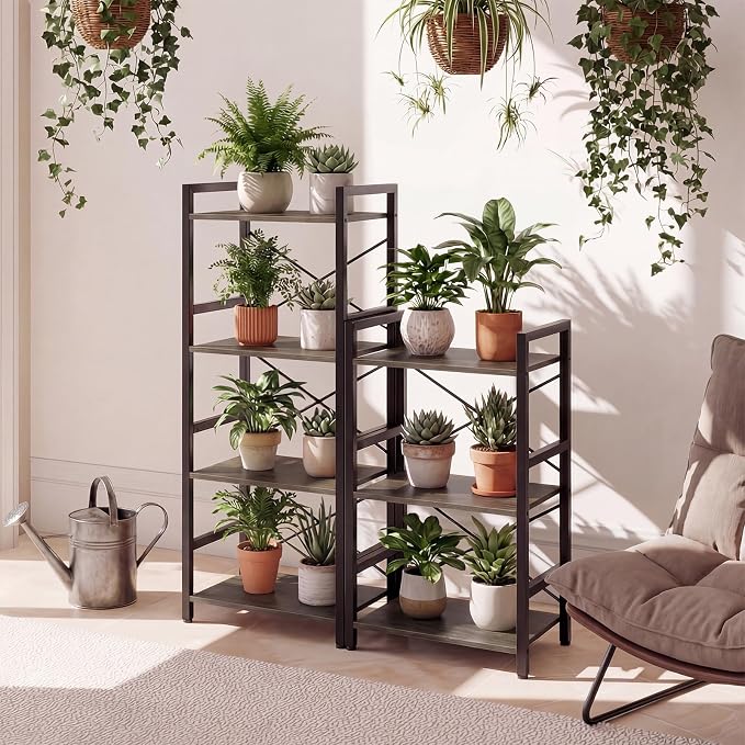 Tangkula 3-Tier Industrial Bookshelf, 16.5" Width Wooden Open Bookcase - Image 6