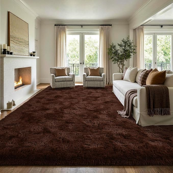 Noahas 4'x5'3'' Brown Fluffy Soft Area Rug Non-Slip - Image 3