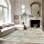 Soalmost 10x14 Area Rugs for Living Room Washable Rug Non-Slip Gray/Rust | - Image 7