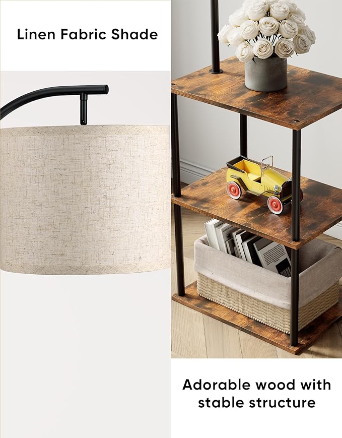 PARTPHONER Floor Lamp with Table, Night Stand with Lamp, Narrow Side Table with - Image 2