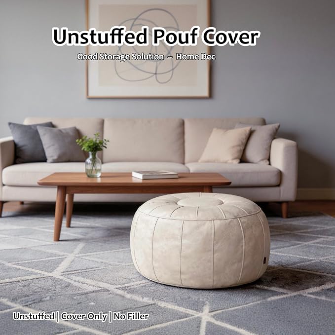 Thgonwid Unstuffed Moroccan Storage Pouf Foot Stool Ottoman Seat, No Filler - Image 4