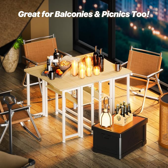 Huuger Folding Desk with Storage Shelf, 31.5 Inch Foldable Computer Table - Image 7