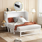 Full Size Murphy Bed with USB Port and Removable Shelves on Each Side, Solid - Image 3