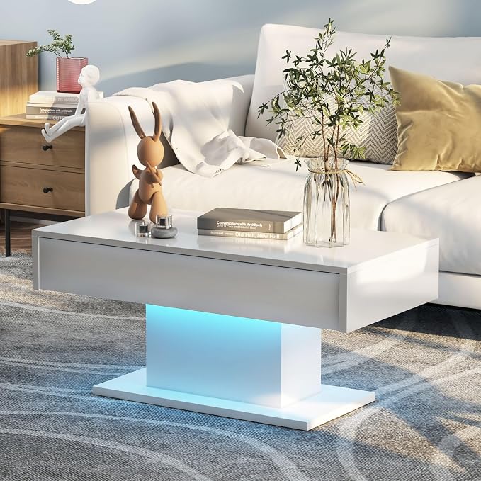 HedoAjim Led Coffee Table for Living Room, Living Room Table Rectangular Center - Image 2