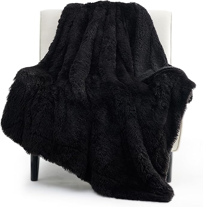 Bedsure GentleSoft Fuzzy Sherpa Faux Fur Twin Blanket Black Cozy Gifts by Unknown