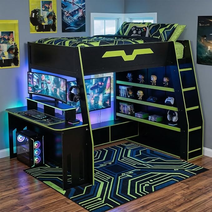Full Size Wood Esports Loft Bed by Unknown