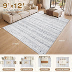 cotiled Boho 9x12 Area Rug for Living Room: Large Moroccan Washable Rug | Stain - Image 9