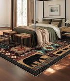 Rustic Cabin Area Rug 6x9, Machine Washable Lodge Bear Rug, Non-Slip Low Pile - Image 3
