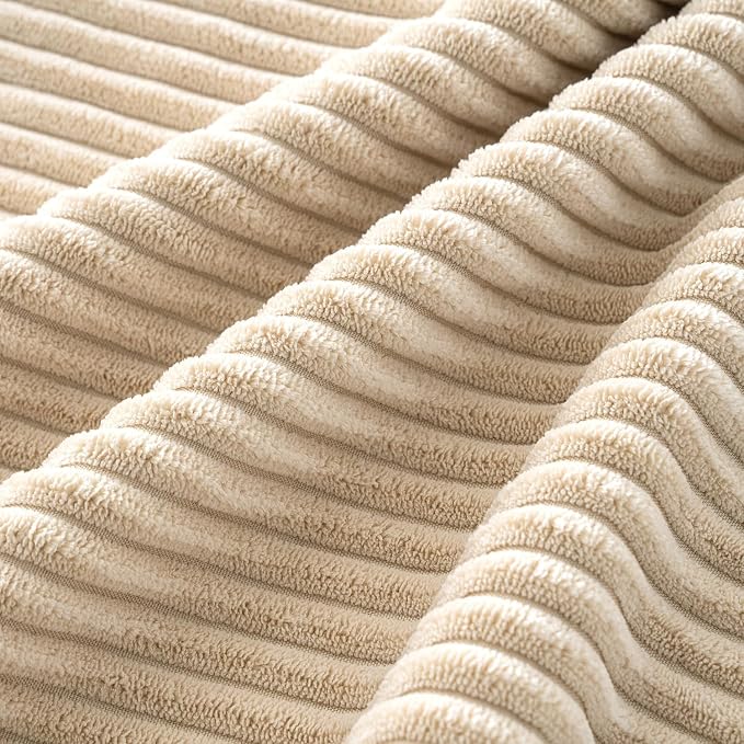 MIULEE Soft Corduroy Decorative Throw Pillow Covers Beige 20x20 | Set of 4 - Image 3