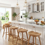 LukeAlon Set of 2 Ergonomic Bar Stools 24.25" Wooden Counter Height Stools - Image 3