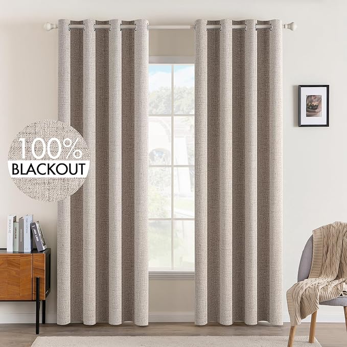 MIULEE 100% Blackout Linen Curtains by MIULEE