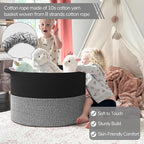 INDRESSME 115L Extra Large Cotton Rope Blanket Basket, Woven Basket - Image 3