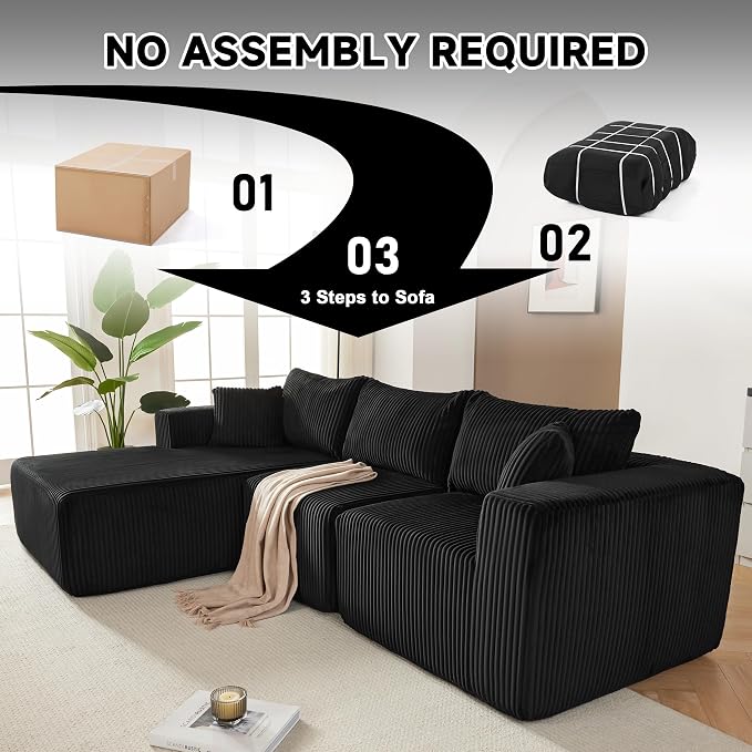 Weture 97" Modular Sectional Sofa, L-Shaped Boneless Couch - Image 5