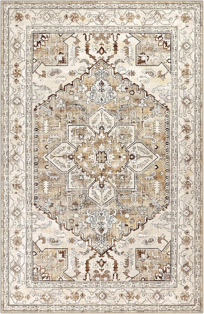 Yamaziot Area Rug 8x10, Non-Slip Washable Boho Vintage Living Room Bedroom Rug - Image 3