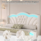 Keyluv Queen Bed Frame with LED Lights and 2 Storage Drawers, Velvet - Image 8
