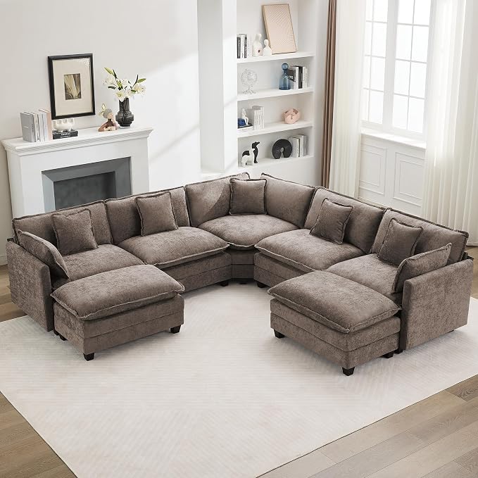 113'' V Shaped Cloud Sectional Sofa, Oversized Deep Seat Couches by WUTUTUEE