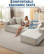 Corduroy Modular L Shape Sofa, Cloud Feel Compressed Sectional Couch - Image 6