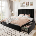 Allewie Full Size Storage Bed Frame, Vertical Channel Tufted Adjustable - Image 9