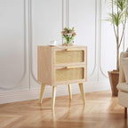 YAUKOMEL Rattan Nightstand, Wood End Table, Side Table - Image 2