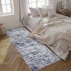 2.6x8 Washable Runner Rug：Modern Abstract Kitchen Soft Carpet Grey | - Image 4