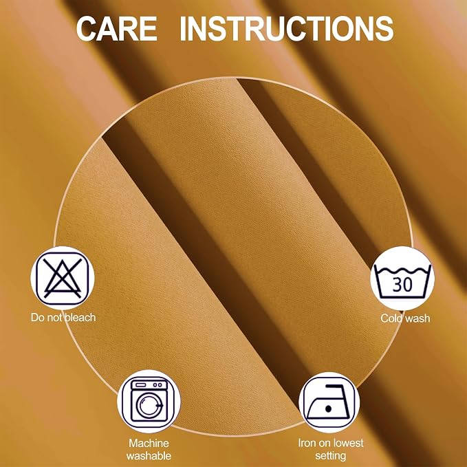 Blackout Curtains 66 x 95 inch/Mustard Yellow Curtains Set of 2 Panels/Thermal - Image 4