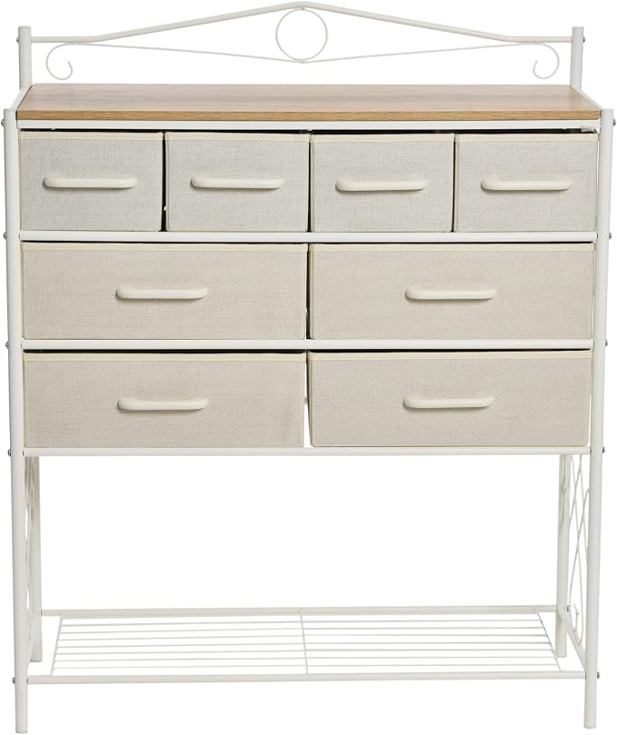 Household Essentials Coastal Oak & Iron Vintage 8-Drawer Sideboard - Image 4