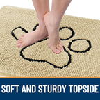OLANLY Dog Door Mat for Muddy Paws 30x20, Paw Print Design Chenille Mud Mat | - Image 4