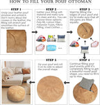 Thgonwid Unstuffed Moroccan Faux Leather Pouf Ottoman - Image 7
