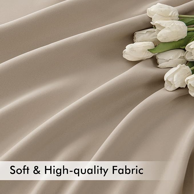 MIULEE Taupe Back Tab Blackout Curtains 52x102 Inch Long 2 Panels Set | Rod - Image 6