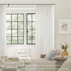 Thick Linen Semi Sheer Curtains 90 Inches Long Beige Off White | 400GSM Linen - Image 2