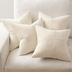 MIULEE Beige Throw Pillow Covers 18x18 Inch Set of 4 Boho Patchwork Cushion - Image 5