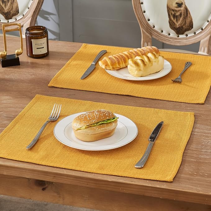BALCONY & FALCON Placemats Set of 4 Faux Linen Cloth Place Mats Washable - Image 6