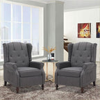 Wingback Recliner Chair with Massage and Heat, Tufted Fabric Push Back Recliner by Consofa