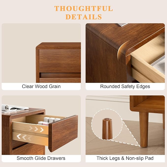 Narrow Nightstand 2 Drawers - Image 8