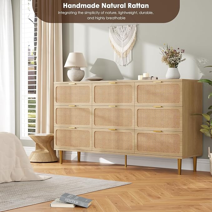 GarveeHome Rattan 9 Drawer Dressers - Image 7