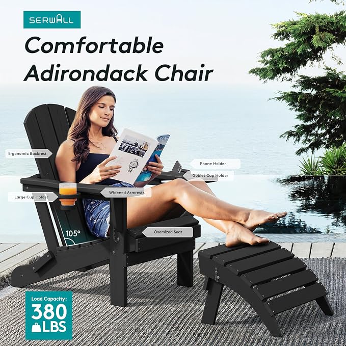 SERWALL HDPE Folding Adirondack Chair - Image 5