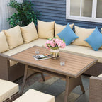 Outsunny 6 Piece Patio Furniture Set, PE Wicker Outdoor Furniture Conversation - Image 8