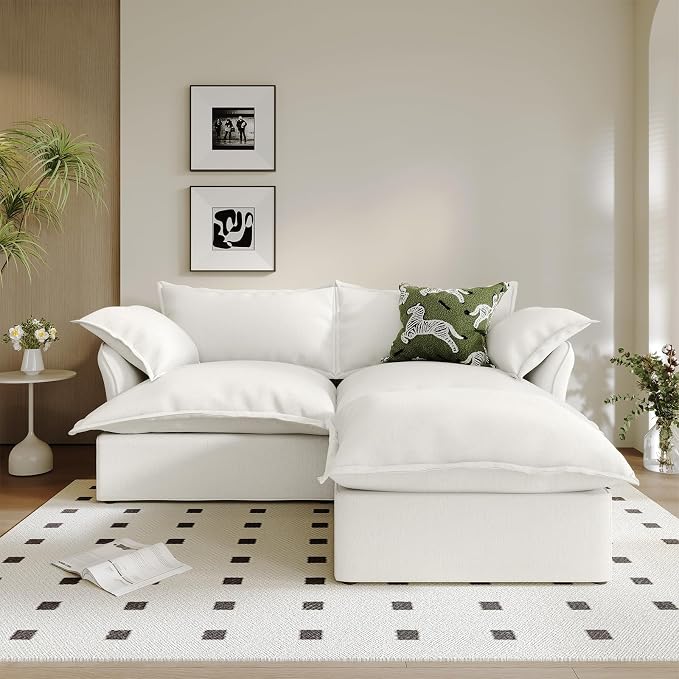 2 Seat with Ottoman L Shape Modular Sectional Couch Sofa by Gtilzria