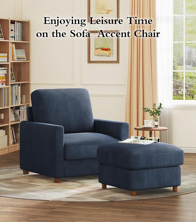 Kidirect 35.5in Oversized Accent Chair, Corduroy Reading Chair - Image 7