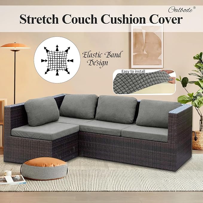 CALBODE 14Pcs Outdoor Stretch Cushion Covers, Waterproof Outdoor Chair Cushion - Image 7